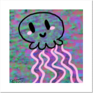 kawaii colorful jellyfish Posters and Art